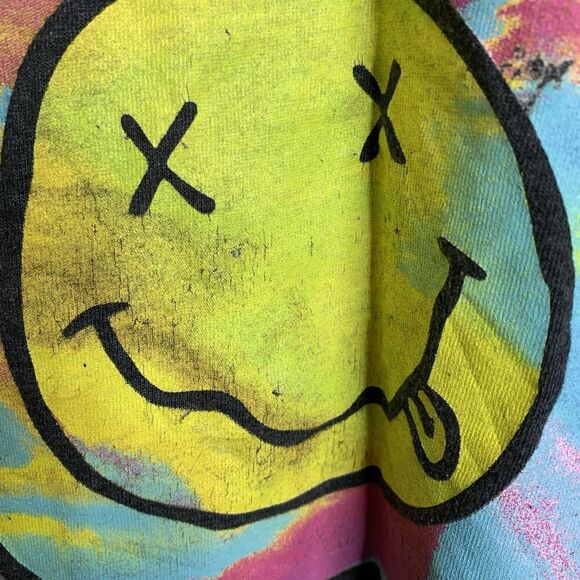 Nirvana Nevermind T-Shirt Smiley Logo Womens Short Sleeve 90s Band Music Gray XS - Picture 9 of 11